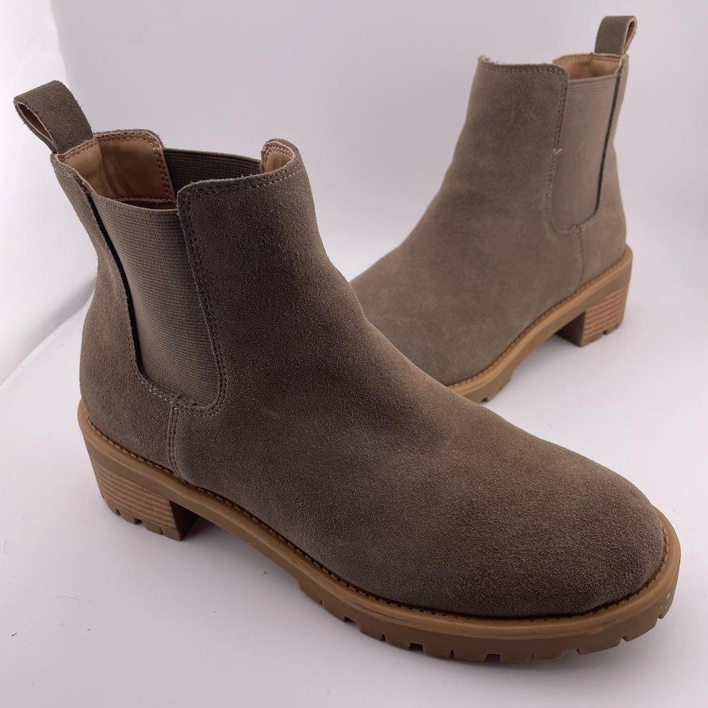 Blondo‎ Matilda Waterproof Suede Chelsea Boots Dark Taupe Lug Sole 9M NEW